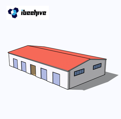 Prefabricated Long Span Single / Double Slope Roof Steel Structure Warehouse For Storage