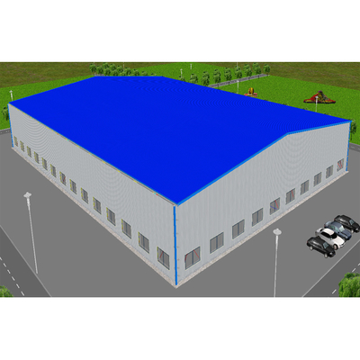 Q345B Baja Disesuaikan Prefabrikasi Bangunan Komersial Gudang Baja Bentang Lebar Industri